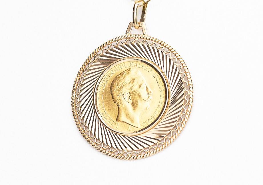 Münz-Anhänger in 585Gelbgold mit 20 Reichsmarkmünze (1559)