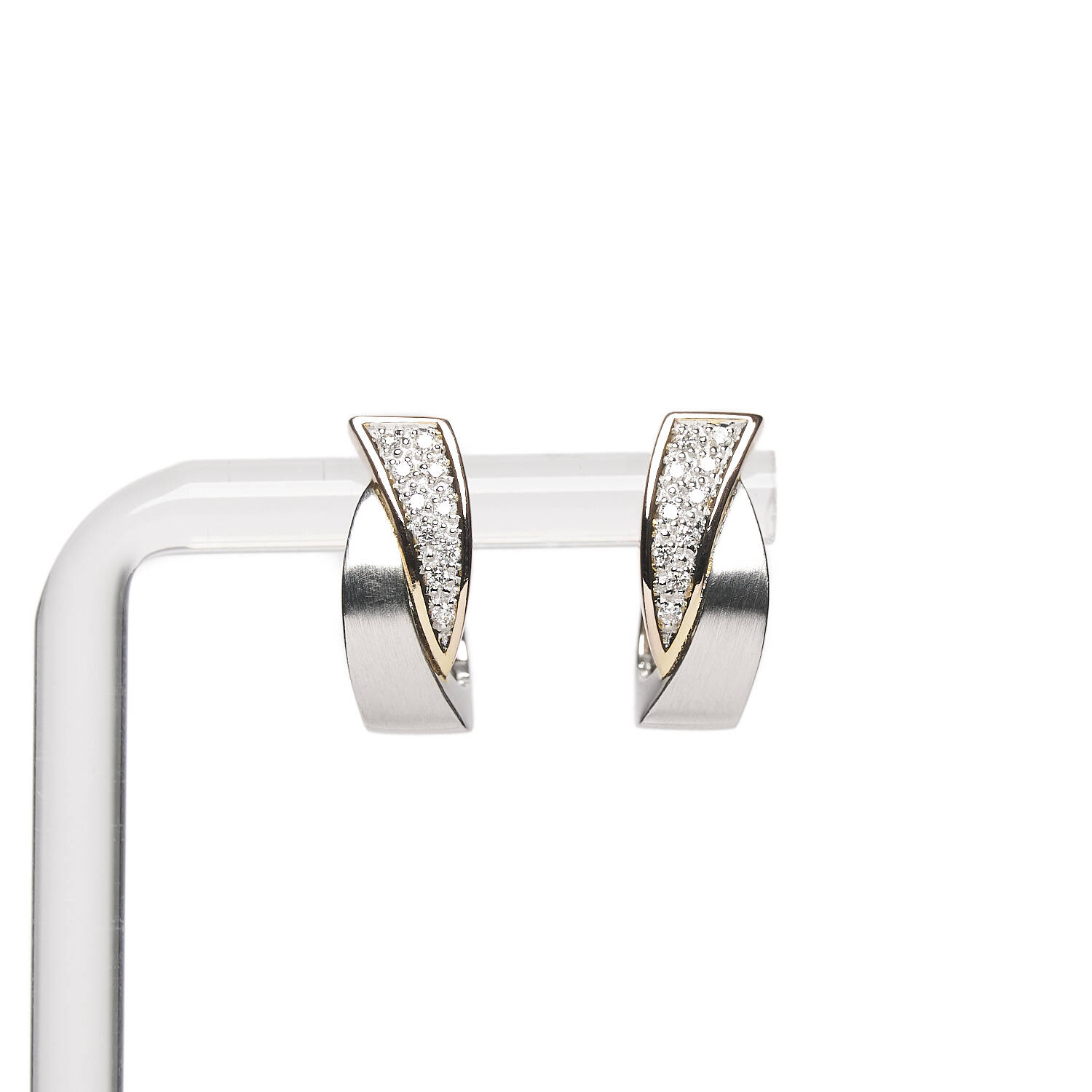 Ohrringe in 585 Gelb- und Weißgold mit Brillanten