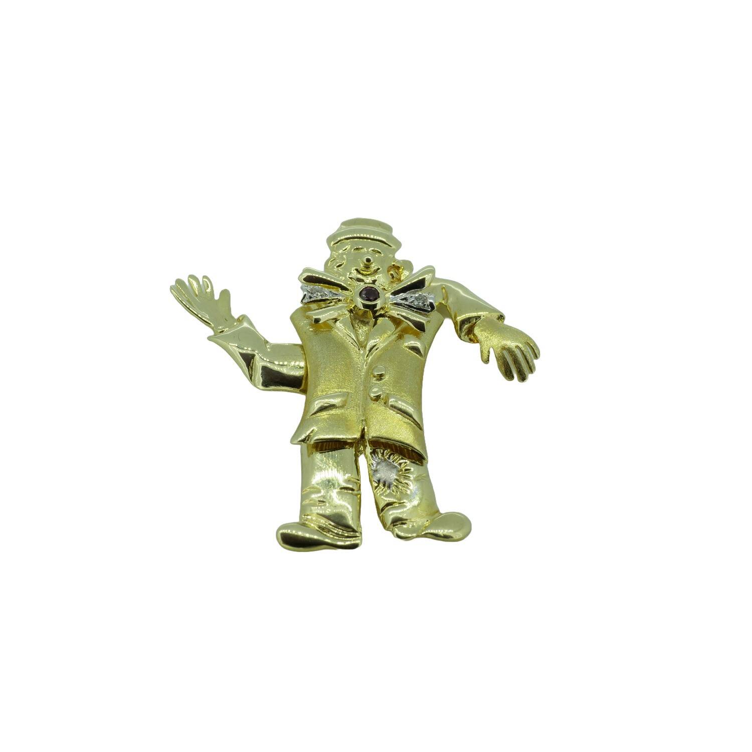 Anhänger in 585 Gelbgold mit Weißgold, Brillant und Rubin - Harlekin (623)