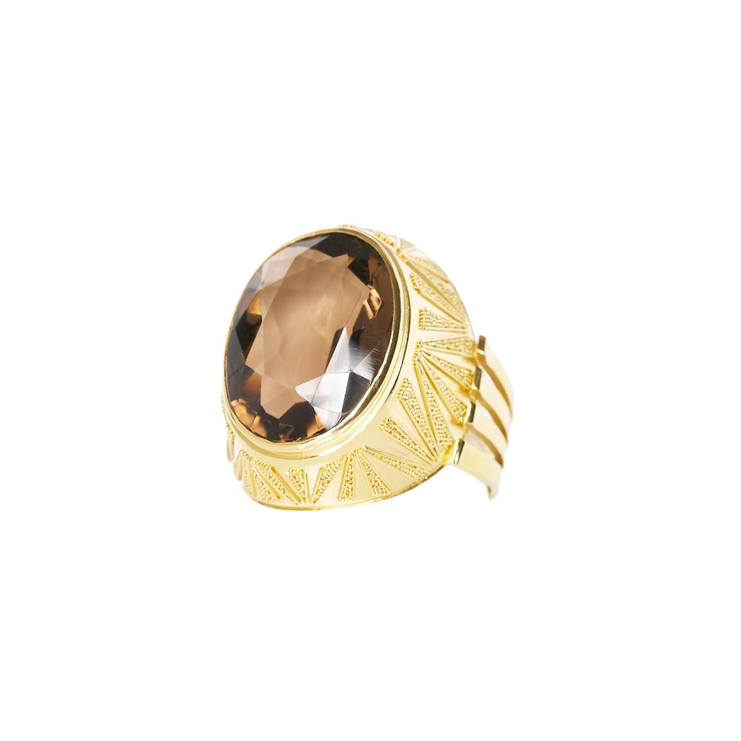 Damenring in 585 Gelbgold mit Rauchquarz (1494)