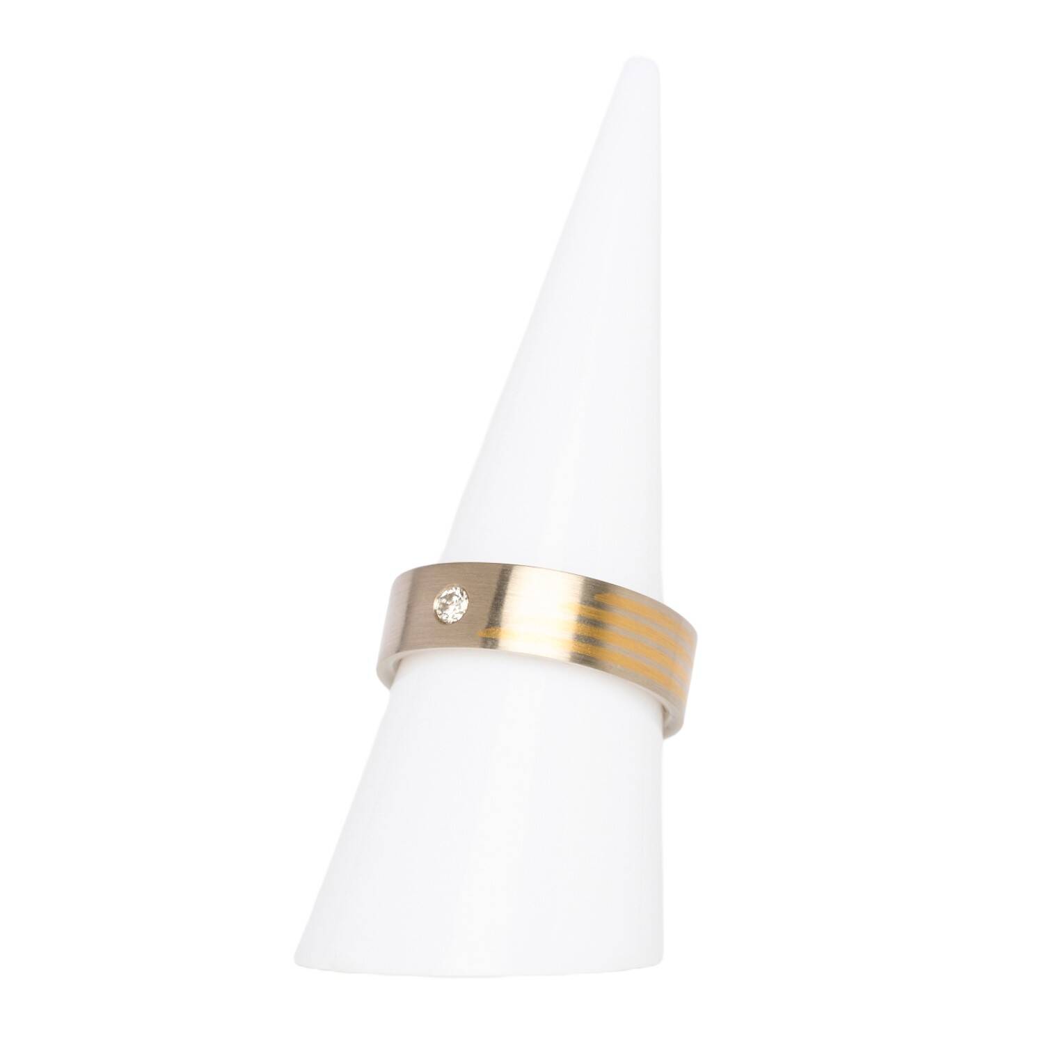Damenring in 585 Weißgold und Gelbgold mit Brillant (465)