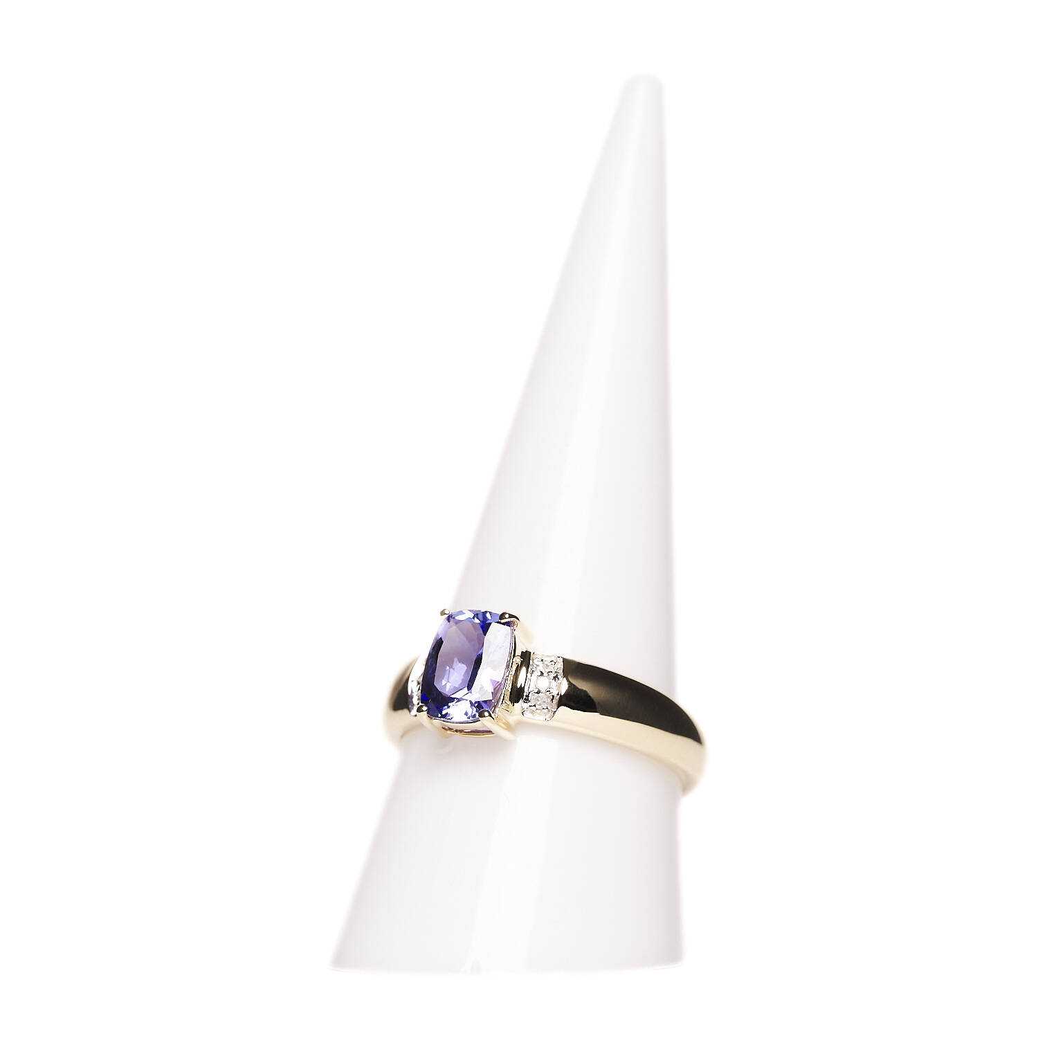 Damenring in 585 Gelbgold mit Tansanit und Brillanten