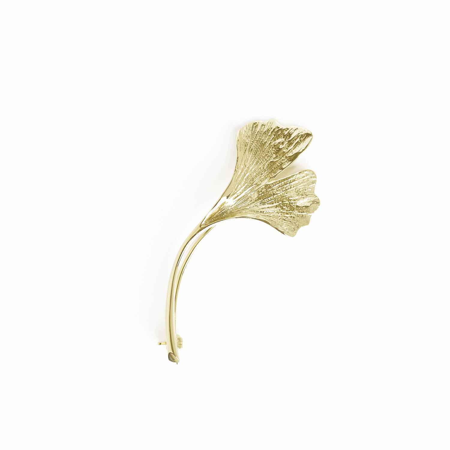 Brosche in 585 Gelbgold - Ginkgoblatt (1420)