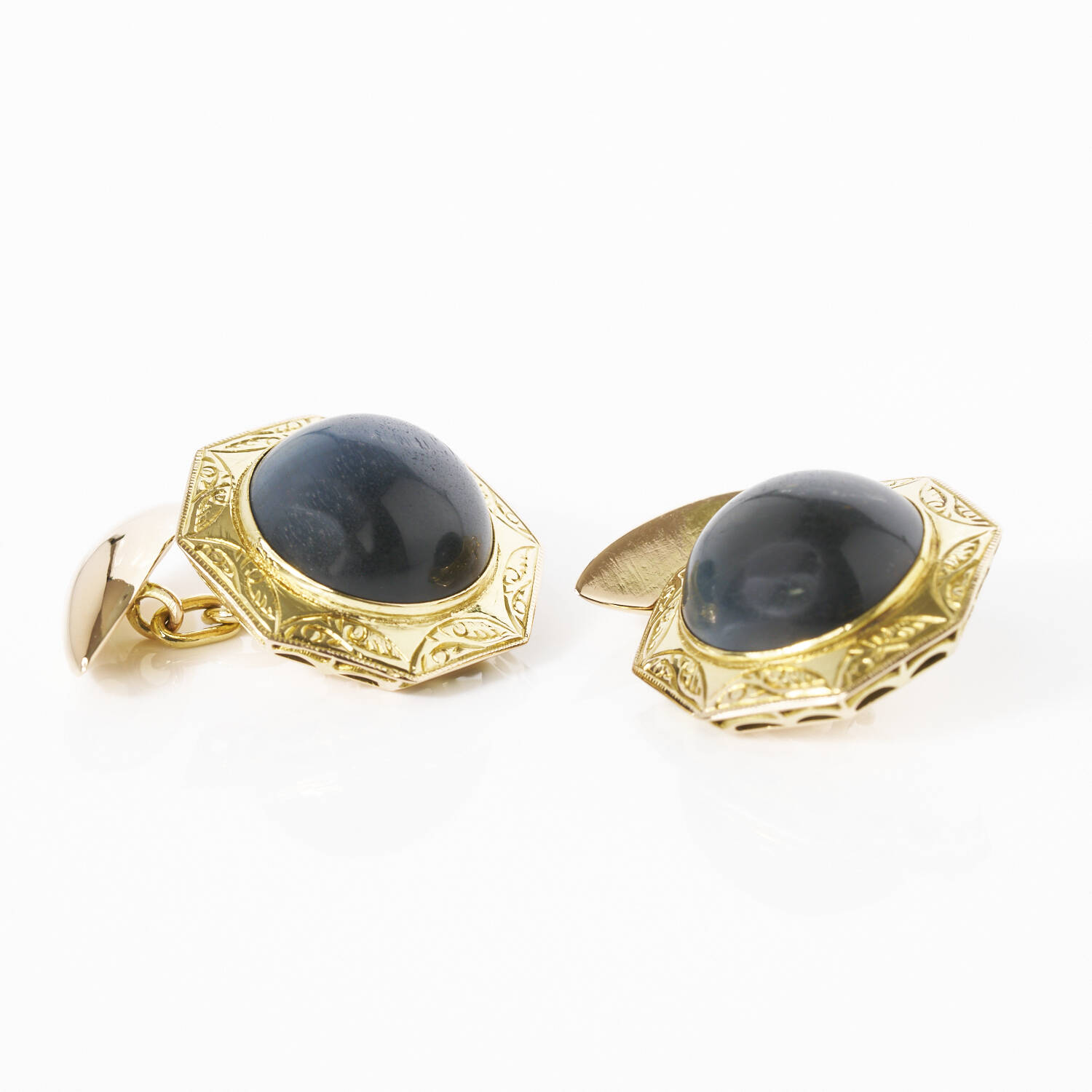 Manschettenknöpfe in 585 Gelbgold mit Blauquarz (1036)