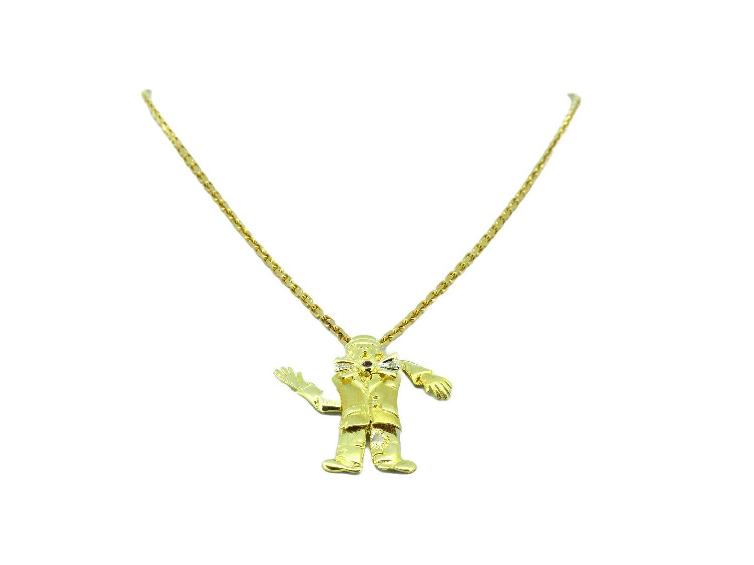 Anhänger in 585 Gelbgold mit Weißgold, Brillant und Rubin - Harlekin (623)
