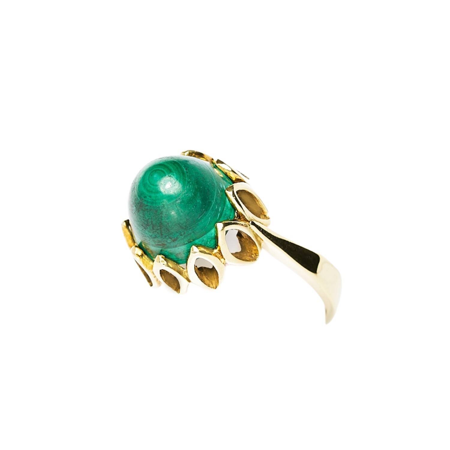 Damenring in 585 Gelbgold mit Malachit (1660)