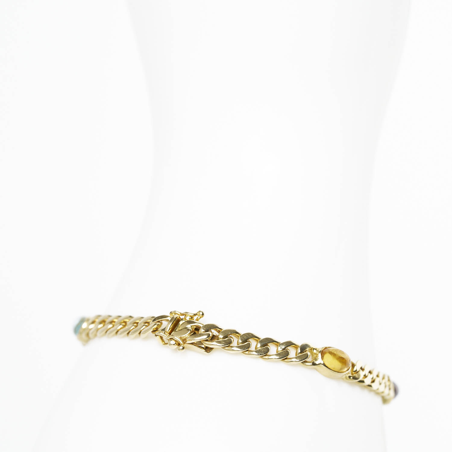 Armband in 585 Gelbgold mit Aquamarin, Citrin, Peridot, Amethyst und Granat (1832)