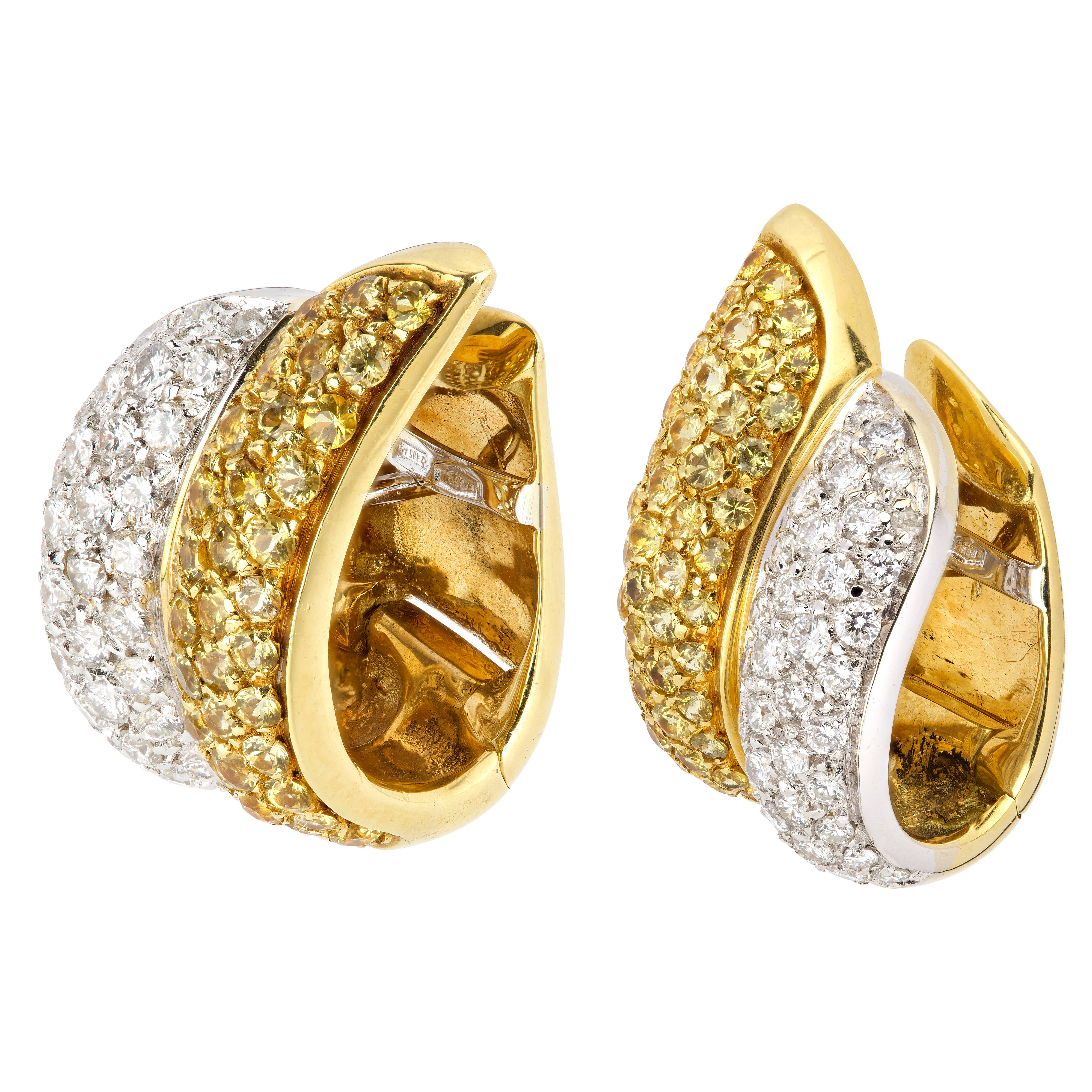 Creolen in 750 Gelbgold / Weißgold mit Brillanten (402)