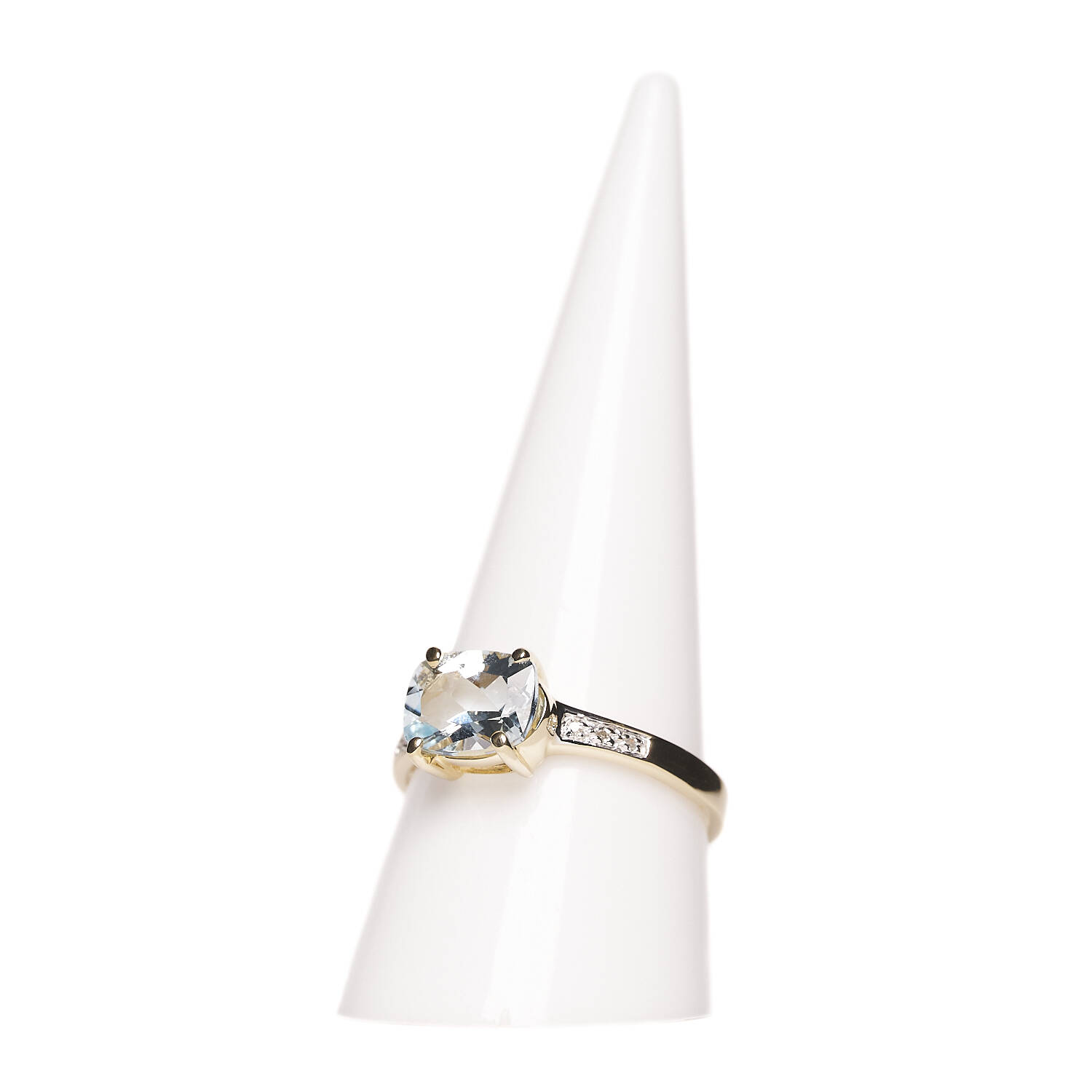 Damenring in 585 Gelbgold mit Brillanten und Aquamarin