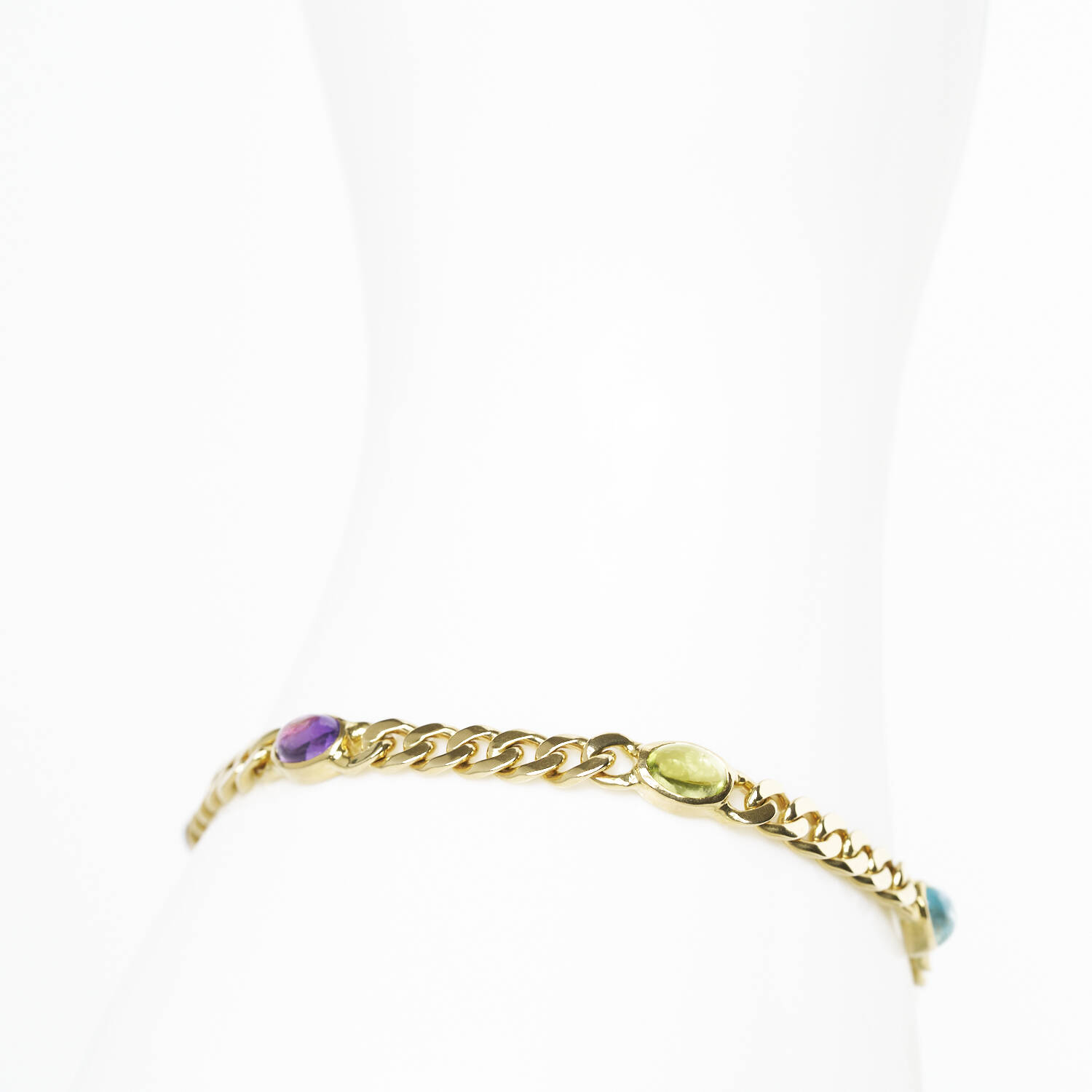 Armband in 585 Gelbgold mit Aquamarin, Citrin, Peridot, Amethyst und Granat (1832)