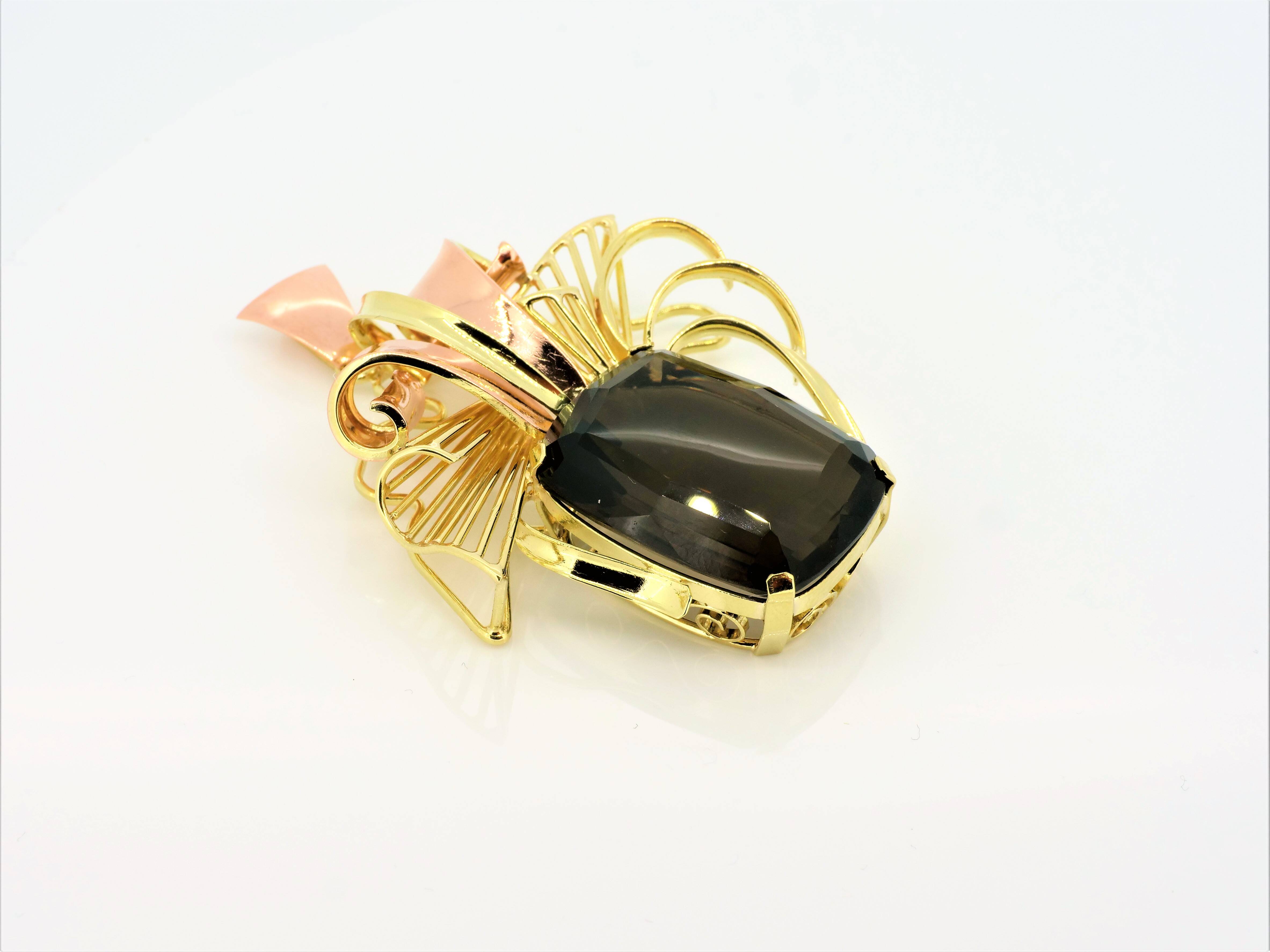 Anhänger in 585 Gelbgold mit Rauchquarz (630)