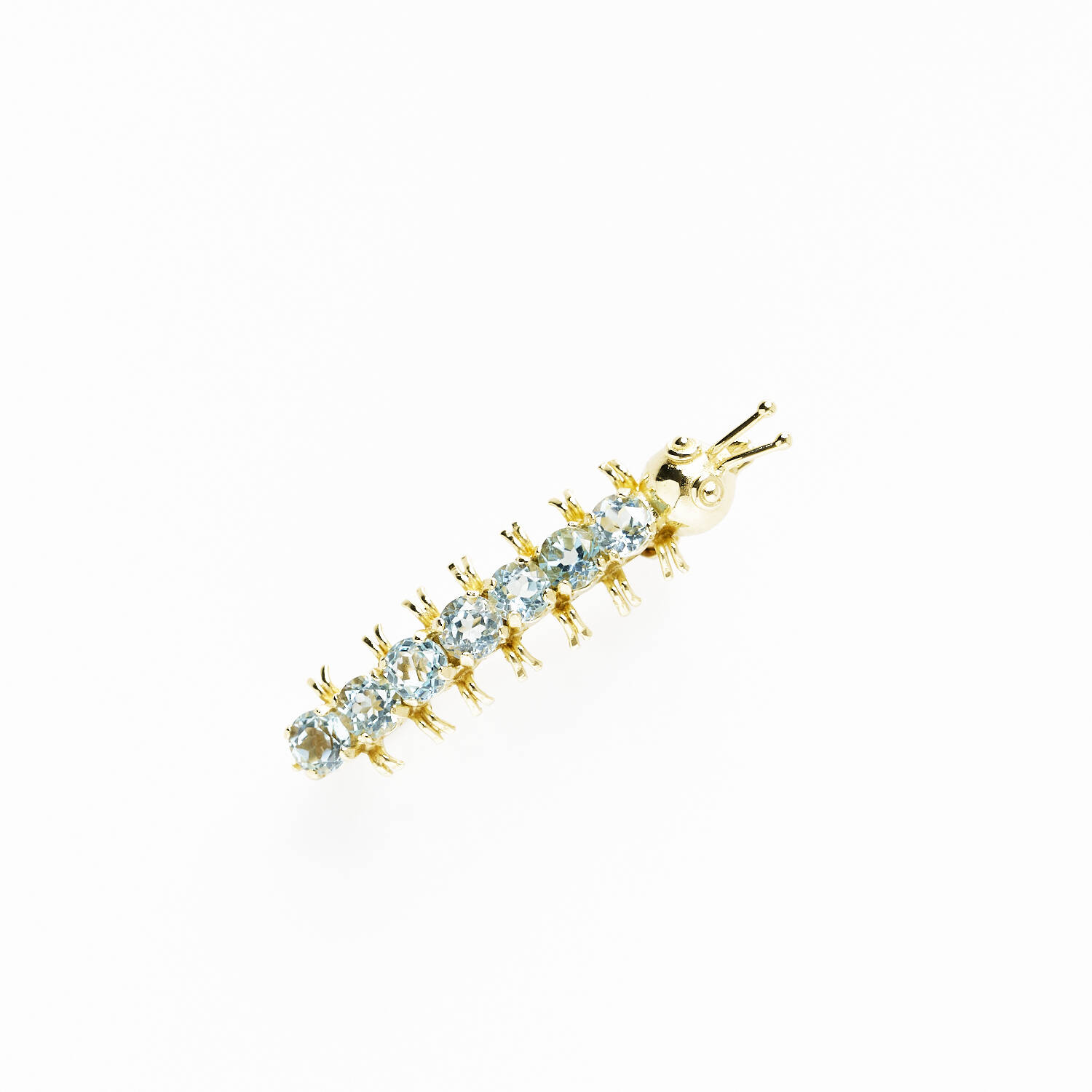 Brosche "Raupe" in 585 Gelbgold mit Blautopas (1808)