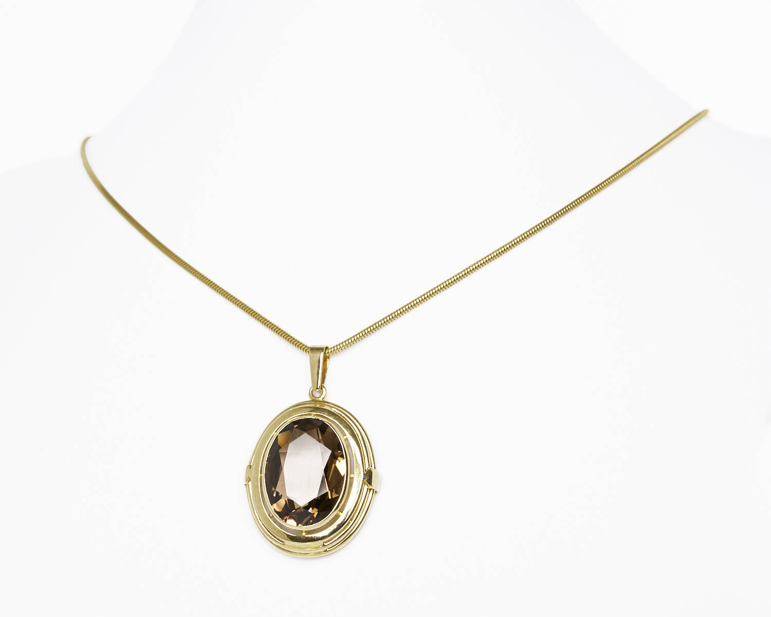 Anhänger in 585 Gelbgold mit Rauchquarz (750)