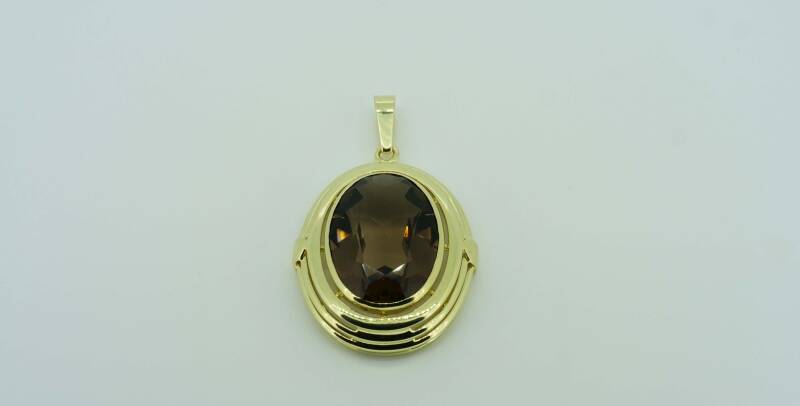 Anhänger in 585 Gelbgold mit Rauchquarz (750)