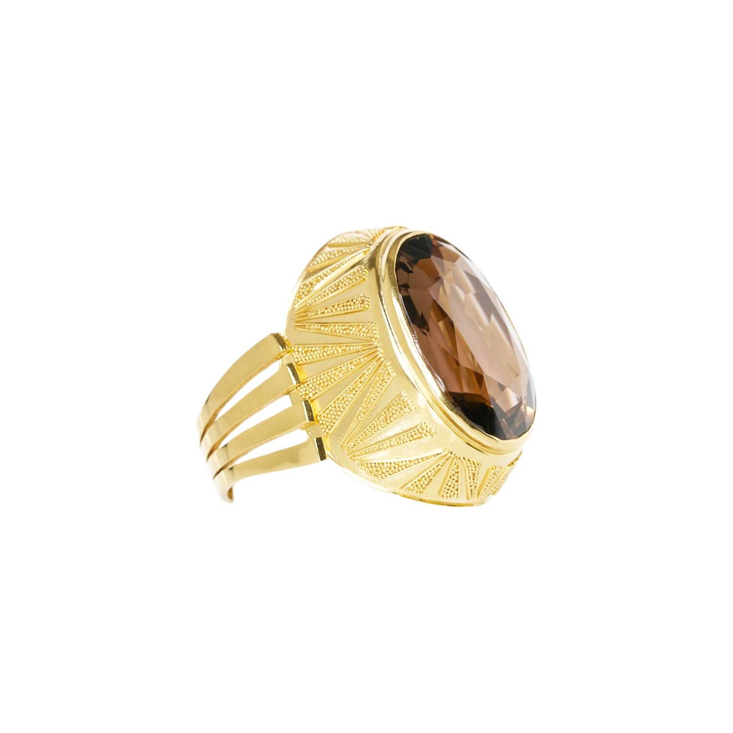 Damenring in 585 Gelbgold mit Rauchquarz (1494)
