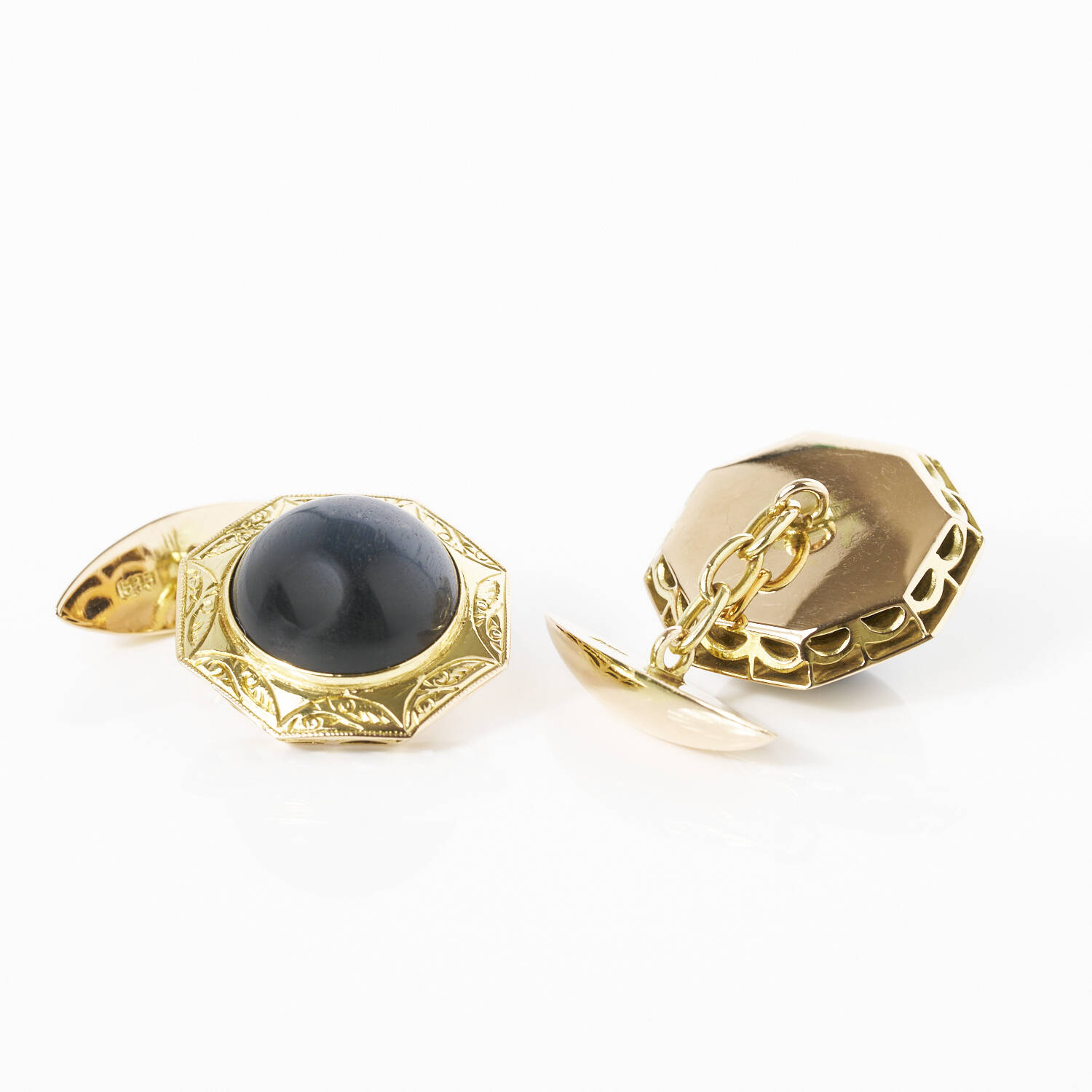 Manschettenknöpfe in 585 Gelbgold mit Blauquarz (1036)