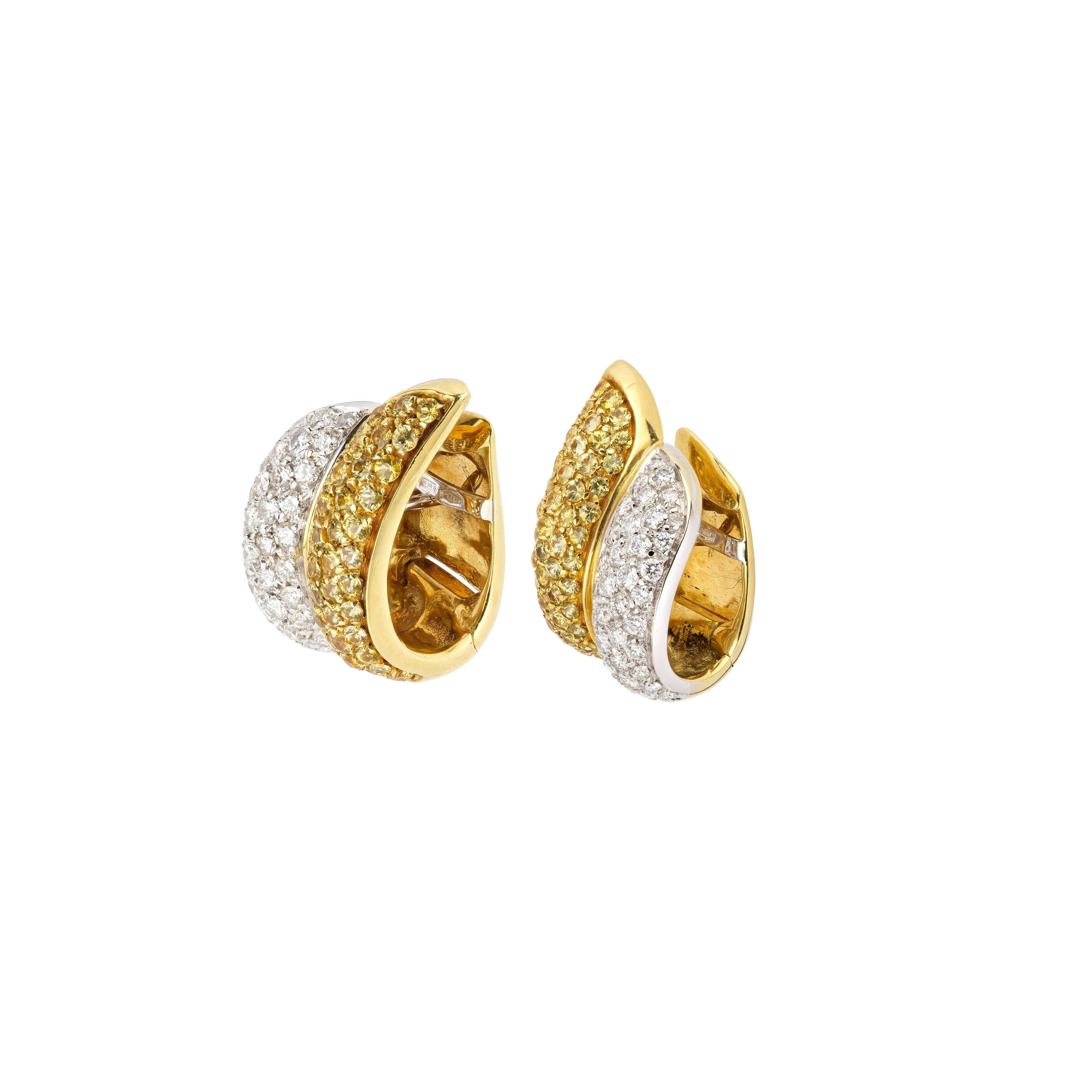 Creolen in 750 Gelbgold / Weißgold mit Brillanten (402)