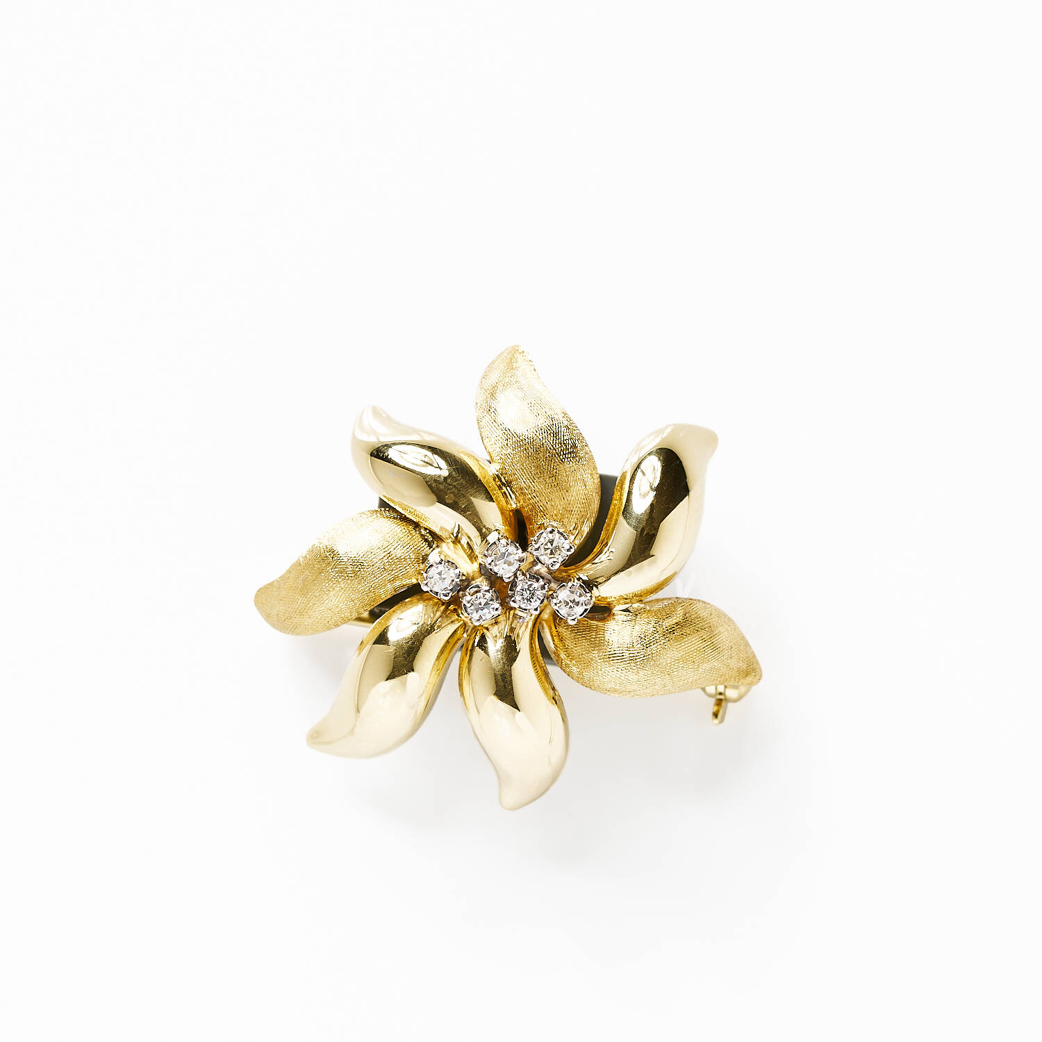 Brosche in 585 Gelbgold mit Diamanten (1614)